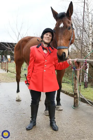 Short-Haired European MILF Takes Double Penetration in the Stables
