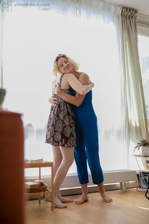 Two Short-Haired Blondes in Skirts Kiss and Stay Clothed – photo 20 of 20