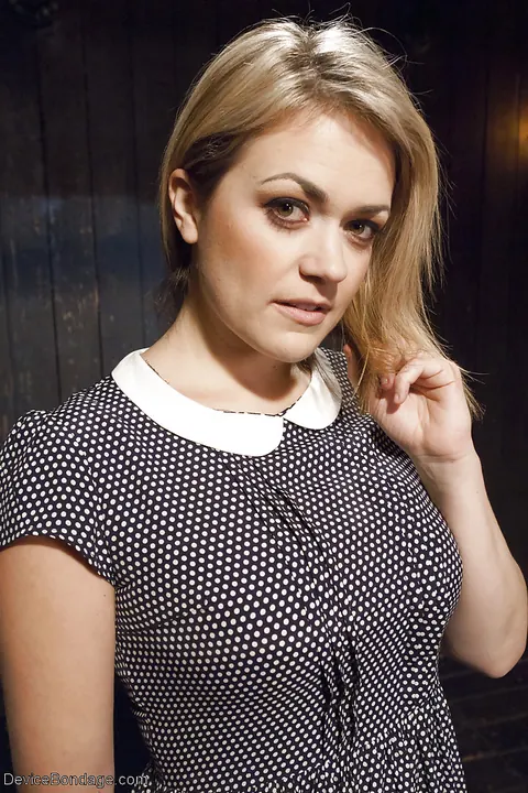 Winnie Rider: Curvy Blonde with Big Tits and Glasses Plays with a Dildo While Bound – photo 1 of 16