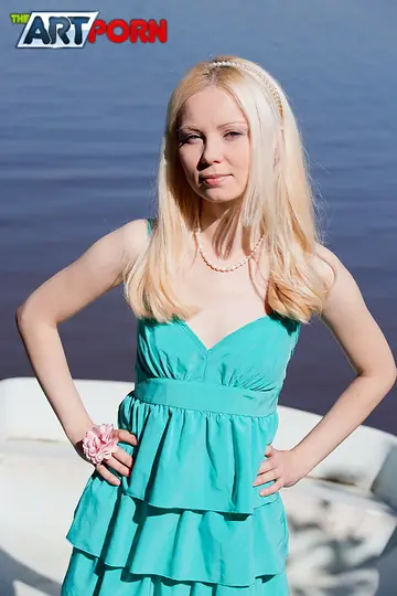 Blonde Strips Out of Her Skirt and Spreads by the Lake