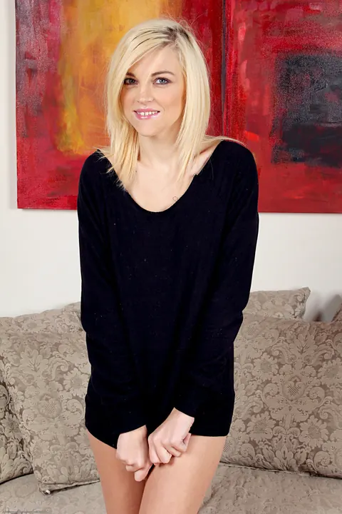 Lacey Leveah: Petite Blonde Pulls Panties Aside to Show Her Big Clit – photo 2 of 21