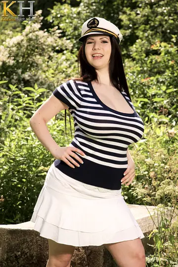 Karina Hart – European Brunette Lifts Her Skirt and Shows Her Big Natural Tits in the Forest