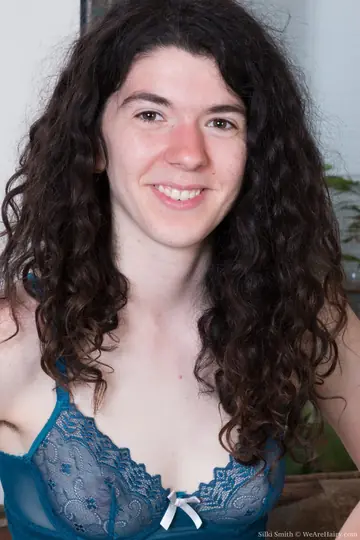 Amateur Curly Brunette in Lingerie Toys Her Hairy Pussy