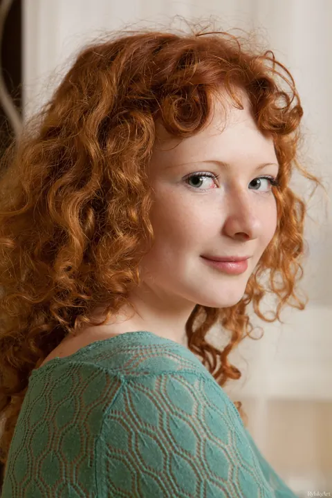 Pale Curly Redhead Undresses and Spreads on the Bed – photo 16 of 20