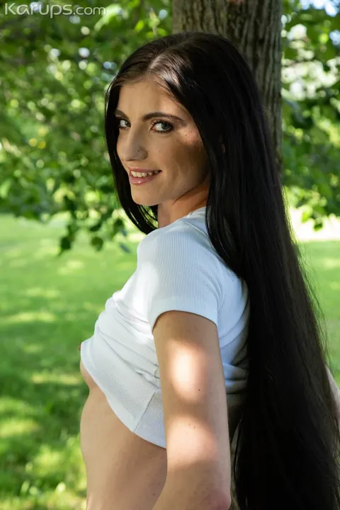 Lana Lelani: Slim French Woman Strips Out of Her Shorts Outdoors – photo 4 of 21