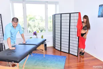 Busty Asian MILF Gives a Blowjob and Handjob to Her Masseur Outdoors