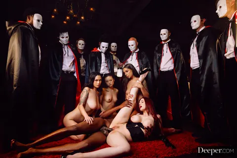 April Olsen: Tall Busty Brunette and Redhead Share BBC in Bondage Orgy – photo 19 of 21