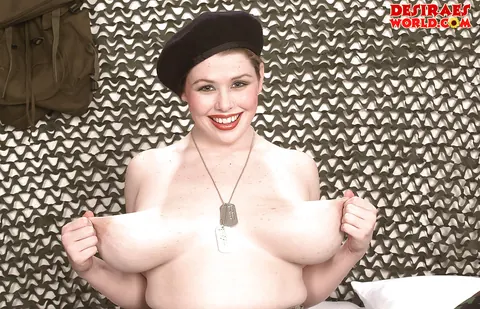 Desirae: BBW with Big Tits Reveals Her Body from an Army Uniform – photo 7 of 13