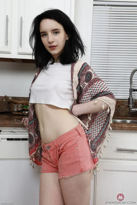 Lily Moon: Petite Brunette Undresses and Spreads Her Ass for Anal – photo 2 of 21
