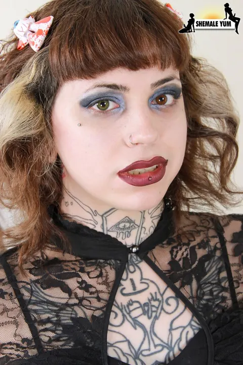 Trans Woman Strokes Her Cock and Cums in Her Mouth – photo 2 of 16