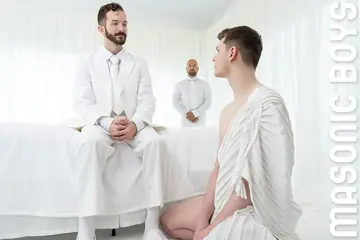 Twink Sucks Two Cocks Before a Threesome Doggy