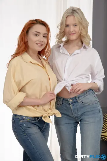 Nansy Small – Brunette and Redhead in Jeans Take Anal in a Threesome