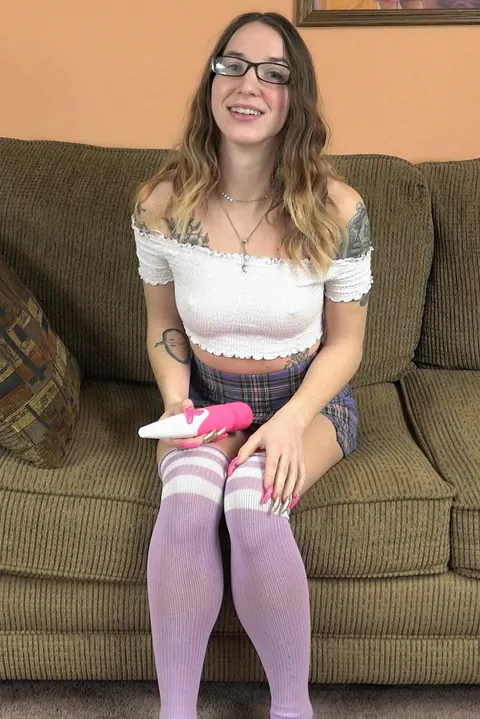 Angel Starre: Tattooed Brunette in Glasses Toys Her Ass Before POV Anal – photo 1 of 21