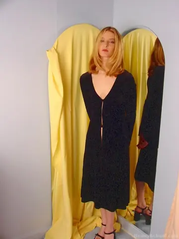 Skinny Hungarian Blonde Fingers Herself in Front of a Mirror