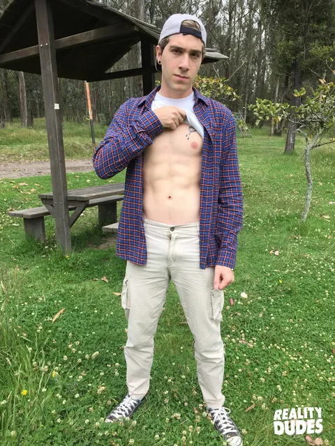 Two Men Give Each Other Blowjobs and Handjobs Outdoors – photo 2 of 15