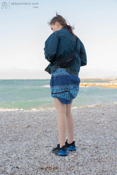 Woman Flashes Her Hairy Pussy in a Skirt on the Beach – photo 18 of 20