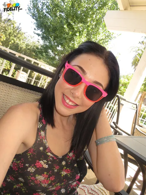 Hanna Lay: Slim Brunette in Glasses Poses in a Bikini by the Pool – photo 16 of 17