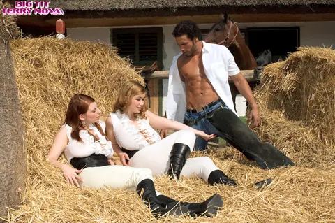 Terry Nova: Two Busty Redhead MILFs in Riding Attire Kiss Outdoors – photo 16 of 16