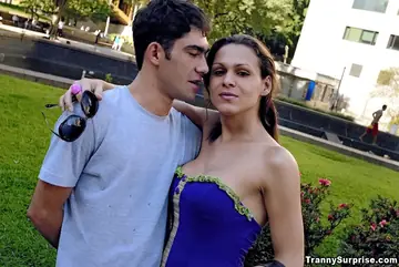 Petite Latina Trans Woman Strips Out of Her Jeans for Bareback Anal