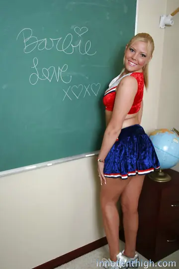 Thick Blonde Strips Out of Her Skirt and Uniform
