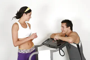 Tall Athletic Redhead Sucks and Rides Trainer in Yoga Pants at the Gym