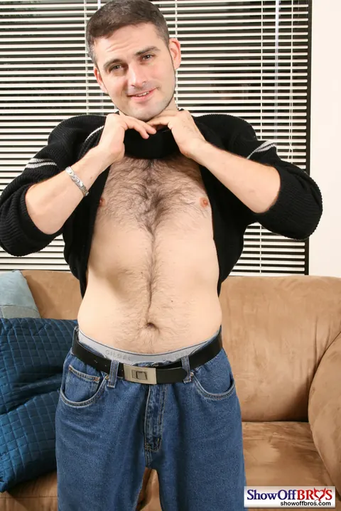Hairy Brunette Guy Strips, Strokes, and Fingers His Ass – photo 2 of 15