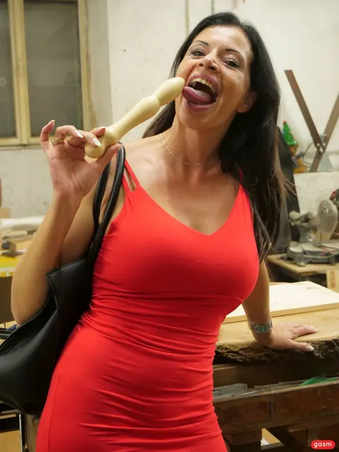 Dacada: Brunette MILF in Pantyhose and Glasses Uses a Dildo in a Threesome – photo 5 of 15
