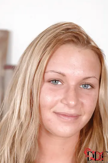 Blonde with Small Natural Tits and Tattoo Spreads Her Pussy in Close-Up