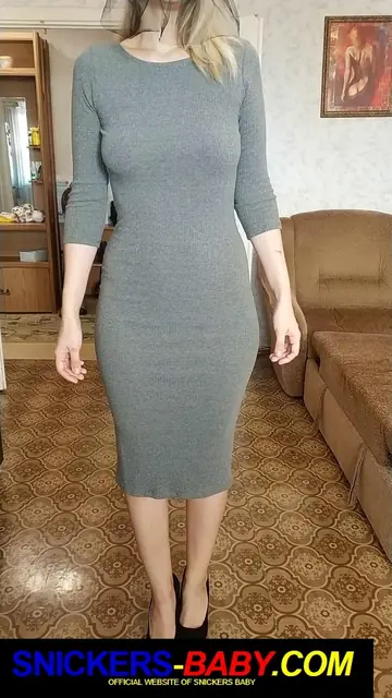 Thick Blonde Trans Woman Strips Out of Her Dress