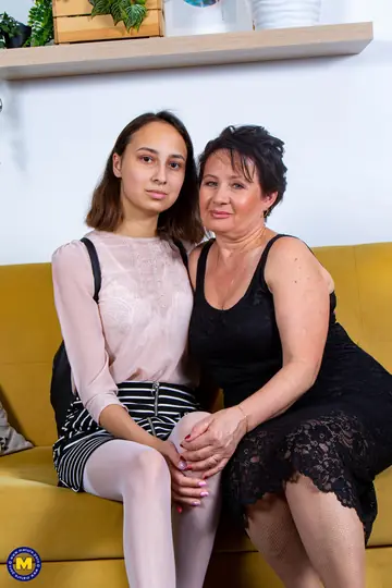 Scarlett Vladi – Two Mature European Women in Stockings Lick and Finger Each Other