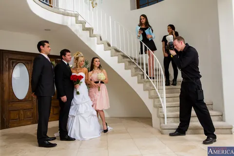 Teal Conrad: Busty Brunette Rides Cowgirl at a Wedding Until He Cums – photo 1 of 19
