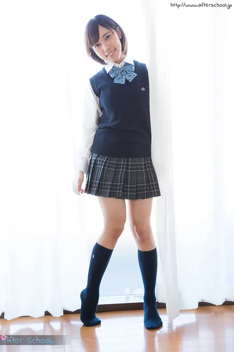 Reina Fujikawa: Slim Japanese Babe with Big Tits Flashes Skirt and Pantyhose – photo 1 of 16