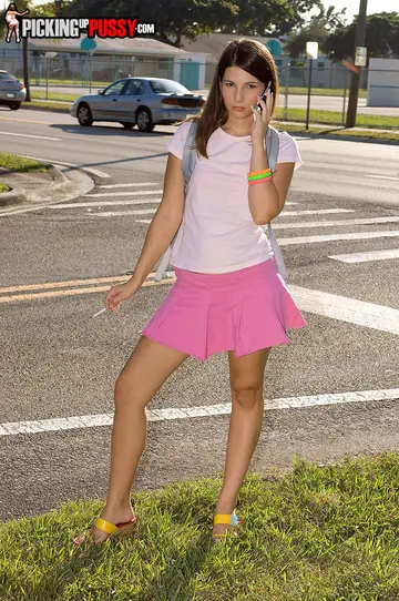 Brunette in a Skirt Gives a Handjob Before Doggy Style Sex
