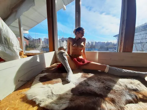 Tall Slim Russian with Big Tits Spreads by the Window – photo 4 of 15