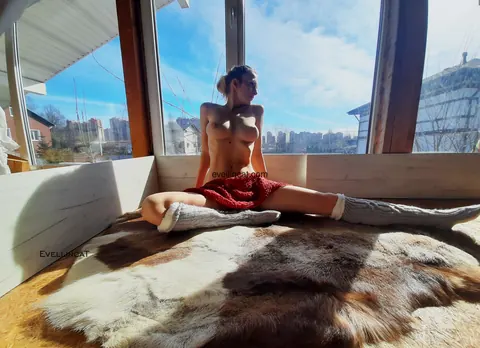 Tall Slim Russian with Big Tits Spreads by the Window – photo 2 of 15