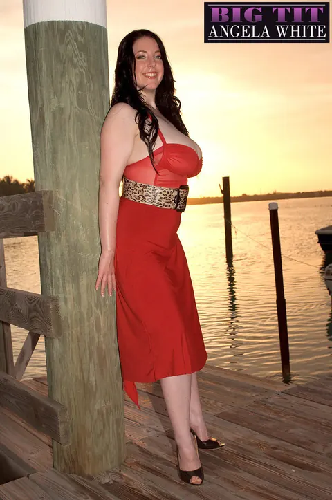 Angela White: Tattooed Brunette MILF with Big Tits Strips Out of Her Bikini Outdoors – photo 2 of 16