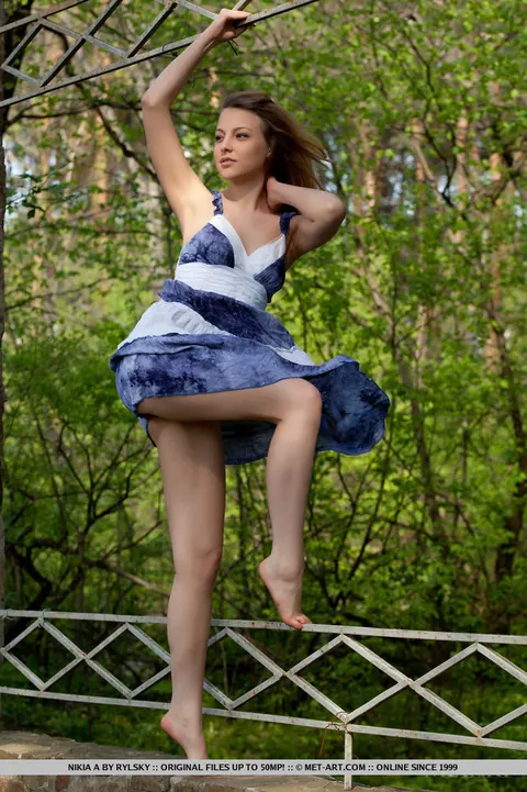 Nikia A: Brunette Strips Out of Her Dress and Spreads Outdoors – photo 8 of 18