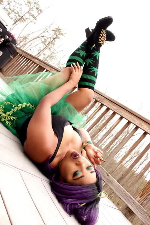 Nina Rivera: Ebony BBW in a Skirt and Socks Shows Her Big Natural Tits – photo 2 of 20