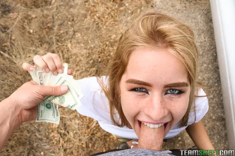 Lilly Ford: Blonde with Natural Tits Gives a Blowjob Outdoors – photo 13 of 16