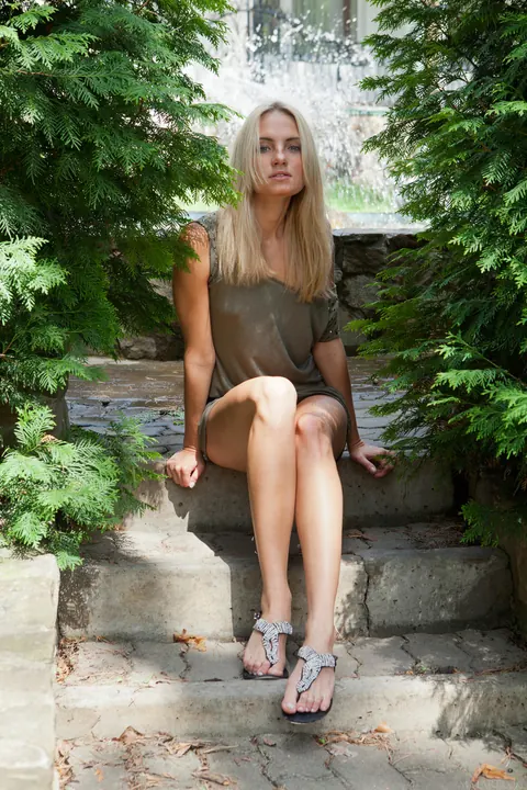 Jaime A: Blonde Strips Out of Her Dress and Spreads Her Legs Outdoors – photo 14 of 21