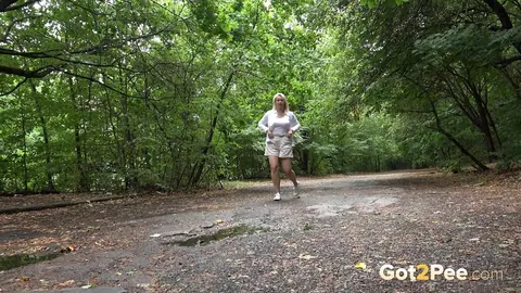 Nikky Dream: Tall European Blonde Lifts Hem and Pisses Outdoors – photo 2 of 15