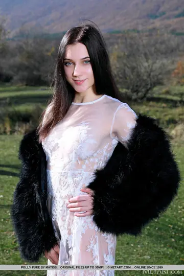 Slim Brunette Strips Out of Her Dress in a Rural Yard
