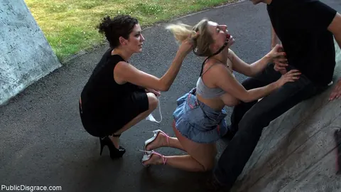 Busty Blonde MILF Bound and Used Outdoors – photo 13 of 20