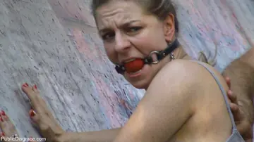 Busty Blonde MILF Bound and Used Outdoors