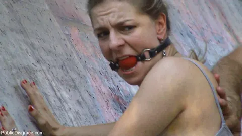 Busty Blonde MILF Bound and Used Outdoors – photo 1 of 20