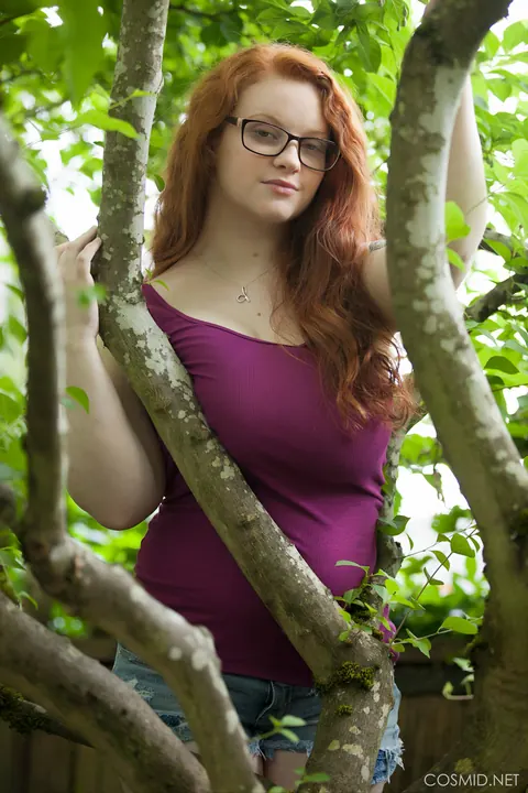 Kaycee Barnes: BBW Redhead Shows Her Big Tits in the Forest – photo 5 of 16