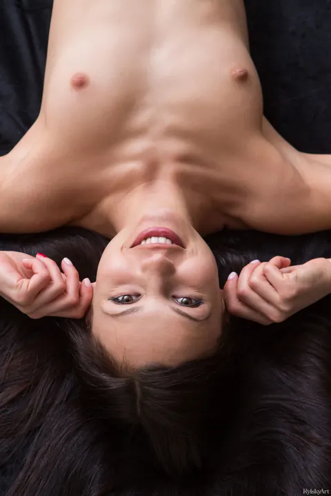 Taini A: Thick Asian Brunette Pulls Panties Aside in Stockings – photo 12 of 21