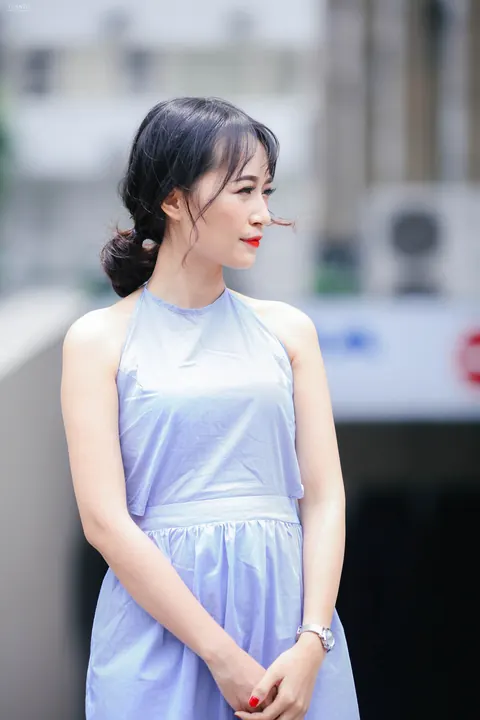 Petite Asian Babe in a Dress and Glasses Strips Outdoors – photo 19 of 21