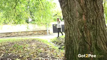 Czech Blonde in Boots Pees Outdoors and Spreads Her Pussy