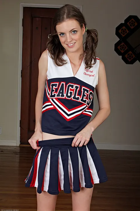 Anna Skye: Brunette with Pigtails in Panties Spreads Her Legs Wide – photo 4 of 21
